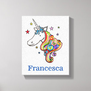 Impressão Em Tela Rainbow Unicorn Personalizado