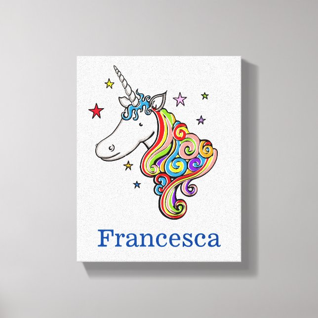 Impressão Em Tela Rainbow Unicorn Personalizado (Frente)
