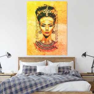Impressão Em Tela Rainha Régia do Egito – Arte Neo-Faraônica Moderna