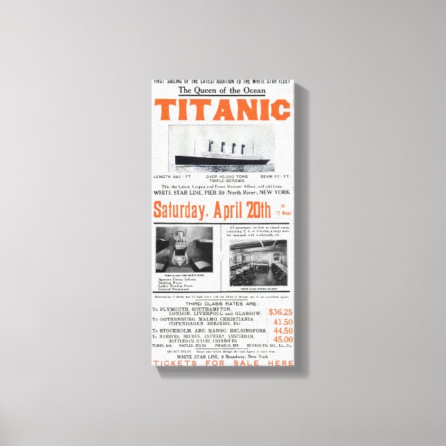 Impressão Em Tela Rainha Titânica Do Oceano - Linha Estrela Branca (Frente)