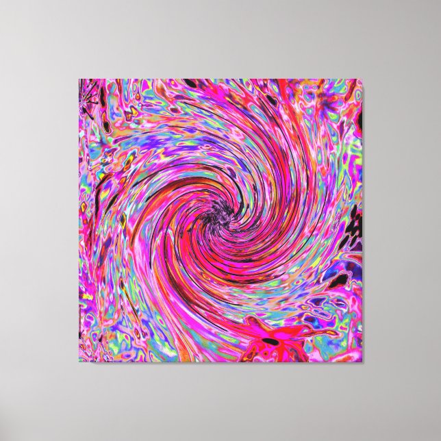 Impressão Em Tela Raio Floral legal, Rosa Quente e Vermelho, para Re (Frente)