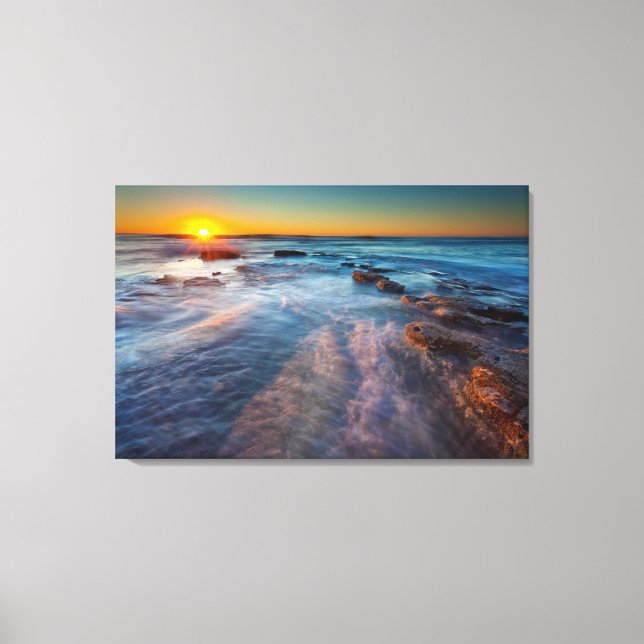 Impressão Em Tela Raios de sol iluminam o Oceano Pacífico (Frente)
