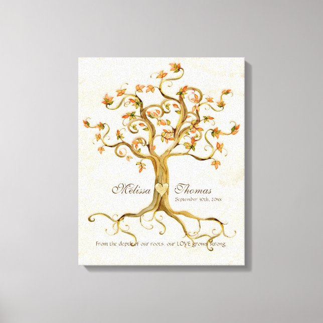 Impressão Em Tela Raízes da Árvore Suave Arte de Presente de Casamen (Frente)