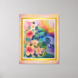 Impressão Em Tela Ramificação de Primavera de Aquarela Colorida com