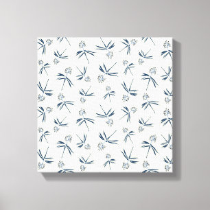 Impressão Em Tela Ramificações Azuis de Budding no creme - padrão pe