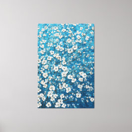 Impressão Em Tela Ramos de Flor Branca em Arte Abstrata de Parede Az
