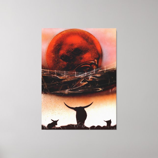 Impressão Em Tela Ranch Rustic Longhorn (Frente)