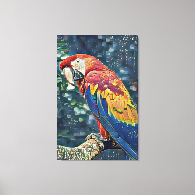 Impressão Em Tela Ranhura de Emergência Toucano - Pintura Macaw (Frente)