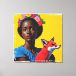 Impressão Em Tela Rapariga africana e retrato de raposa