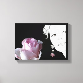 Impressão Em Tela Rapariga cara rosa bonito rosa rosa moda floral ar