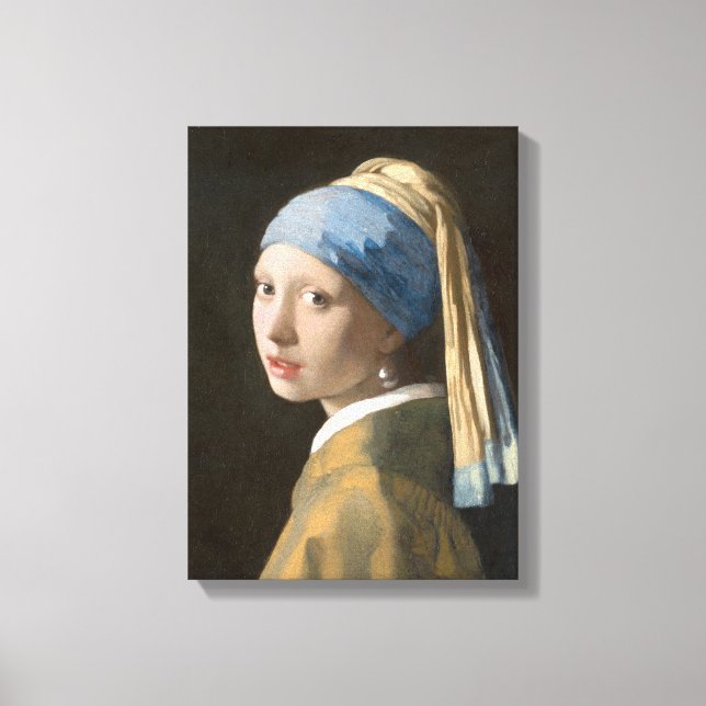 Impressão Em Tela Rapariga com pérolas e Arte Vermeer (Frente)