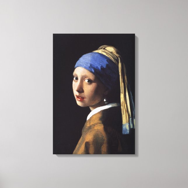 Impressão Em Tela Rapariga com pérolas - Johannes Vermeer (Frente)