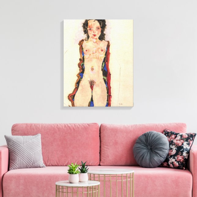 Impressão Em Tela Rapariga com Red Garters | Egon Schiele | (Insitu(Sala de estar))