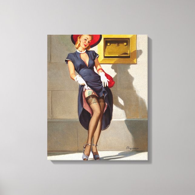 Impressão Em Tela Rapariga de Pin-Up Retro (Frente)