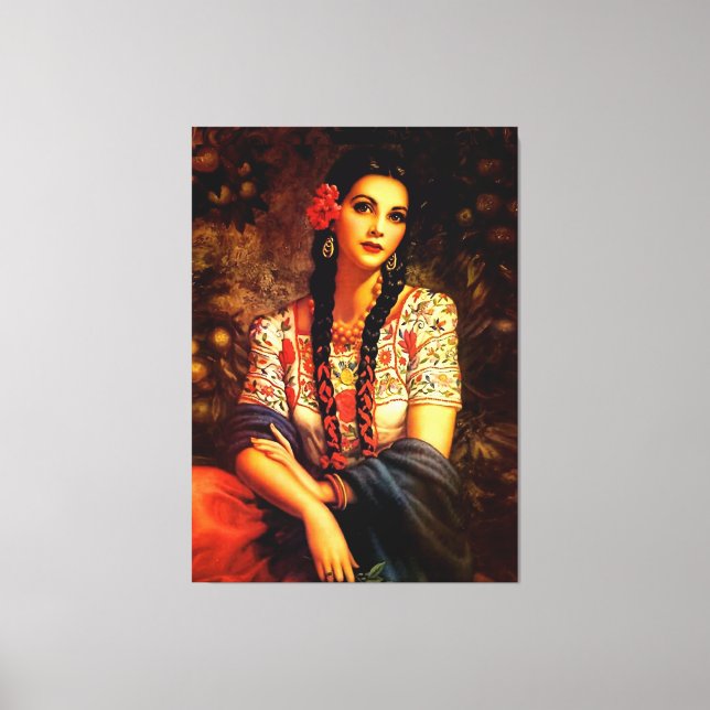 Impressão Em Tela Rapariga mexicana com Braids longos (Frente)