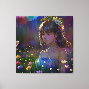 Impressão Em Tela *~ Raparigas Flores Selvagens AP56 Pintura Mágica