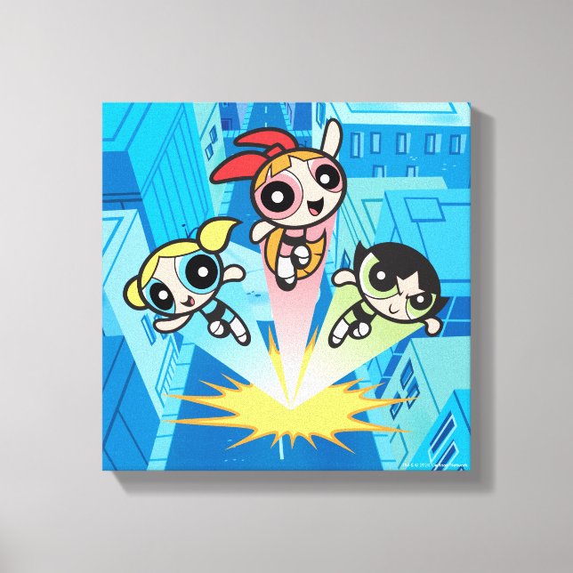 Impressão Em Tela Raparigas Powerpuff Lançam No Ar (Frente)