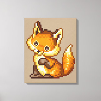 Impressão Em Tela Raposa de Arte em Pixel