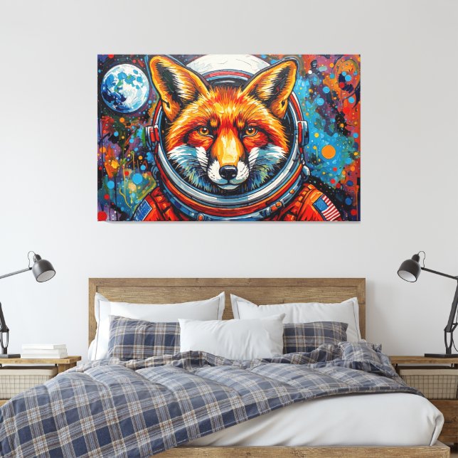 IMPRESSÃO EM TELA RAPOSAS ESPACIAIS 3 (Insitu(Quarto))