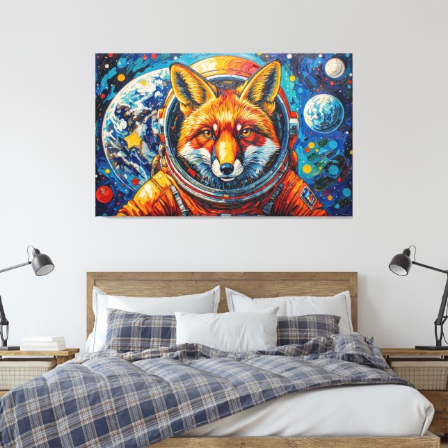 IMPRESSÃO EM TELA RAPOSAS ESPACIAIS 4 (Insitu(Quarto))