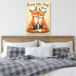 Impressão Em Tela Raposas Românticas na Ilustração do Amor