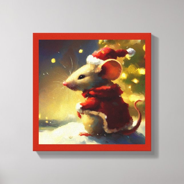 Impressão Em Tela Rato de Natal 4 (Frente)