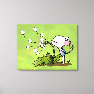 Impressão Em Tela Rato soprando em Dandelion