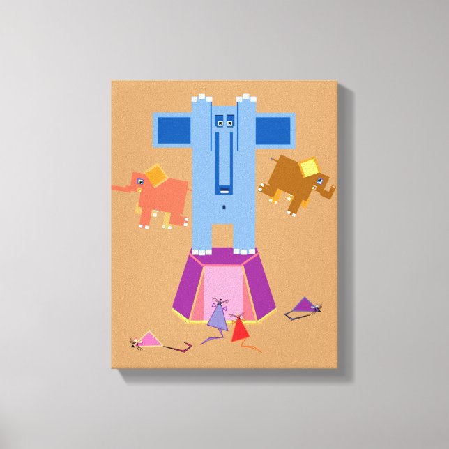 Impressão Em Tela Ratos assustam elefantes (Frente)