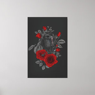Impressão Em Tela Raven com a chave e os rosas