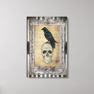 Impressão Em Tela Raven e crânio