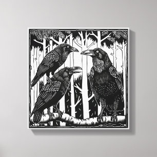 Impressão Em Tela Raven e seus filhos nos Treetops