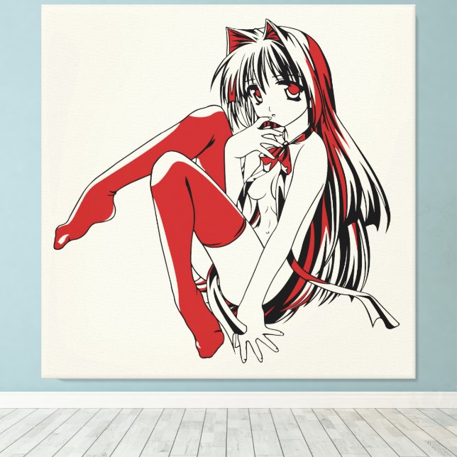Impressão Em Tela RBP, Neko, o Furão de Gata Sexy Anime (Insitu(piso de madeira))