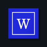 Impressão Em Tela Real Azul Branco com quadro inicial Monograma<br><div class="desc">Monograma Inicial Real Azul e Branco Um fundo sólido na moda com uma área de moldura branca para o seu monograma, nome ou outro texto. Você também pode alterar a fonte do texto, alterar o tamanho e a cor da fonte, mover o texto etc. Se você quiser esta design em...</div>