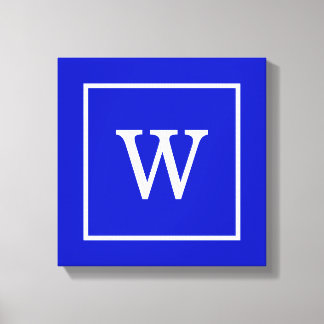 Impressão Em Tela Real Azul Branco com quadro inicial Monograma
