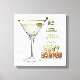 Impressão Em Tela Receita de Coquetel Dirty Martini Arte 12"x12"