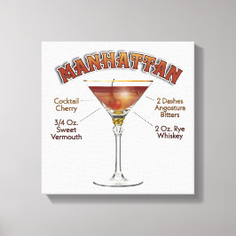 Impressão Em Tela Receita de Coquetel Manhattan Arte 12"x12" Envolvi