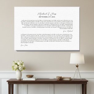 Impressão Em Tela Recordação de Promessas de Casamento Personalizada