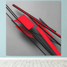Impressão Em Tela Red and Black Minimalist Modern Abstract