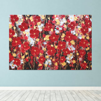 Impressão Em Tela Red and Gold Blossom Abstract Wall Art