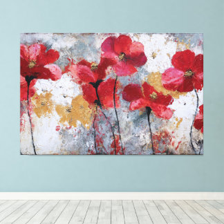 Impressão Em Tela Red and White Blossom Abstract Wall Art