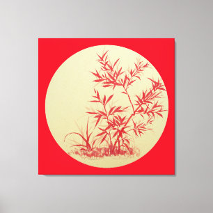Impressão Em Tela Red Bamboo - redondo - sem cabo