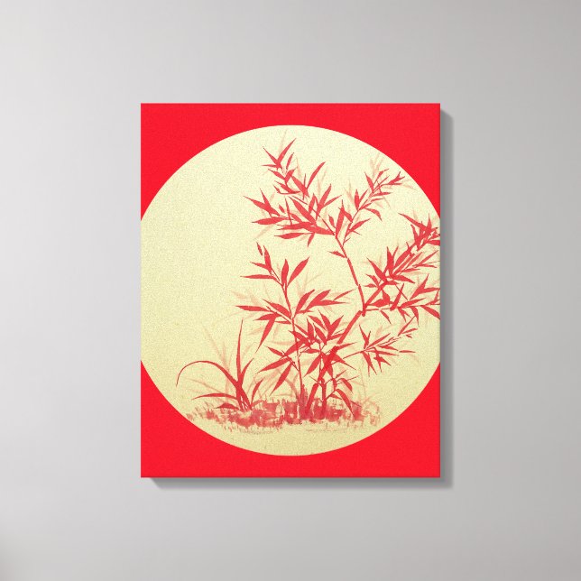 Impressão Em Tela Red Bamboo - redondo - sem cabo (Frente)