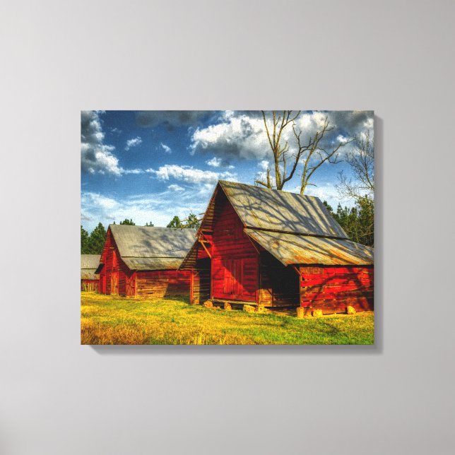Impressão Em Tela Red Barn da América Rural (Frente)