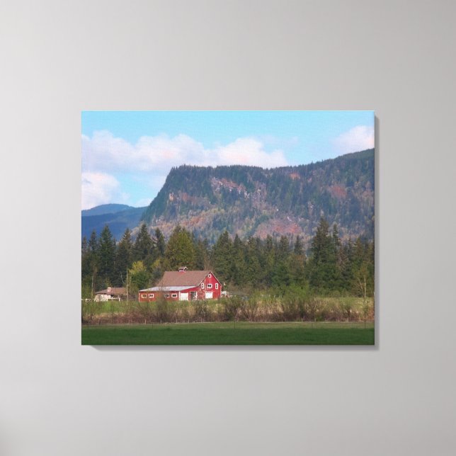 Impressão Em Tela Red Barn e Mount Enumclaw (Frente)