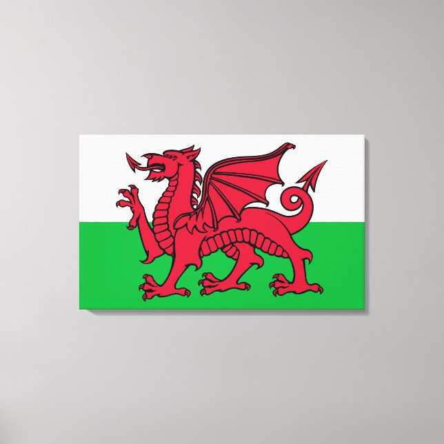 Impressão Em Tela Red Dragon Celtic Flag & Welsh (Frente)
