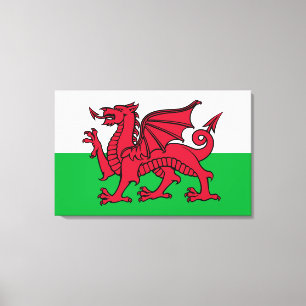 Impressão Em Tela Red Dragon Celtic Flag & Welsh