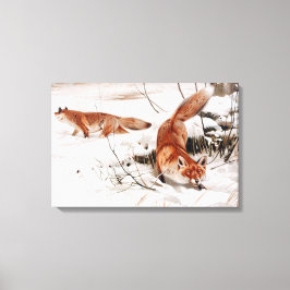 Impressão Em Tela Red Foxes in the Winter Snow (by Wilhelm Kuhnert)