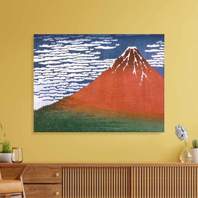 Impressão Em Tela Red Fuji, Aka Fujiyama Volcano Katsushika Hokusai (Insitu(Sala de estar))