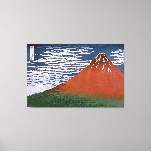 Impressão Em Tela Red Fuji, Aka Fujiyama Volcano Katsushika Hokusai (Frente)