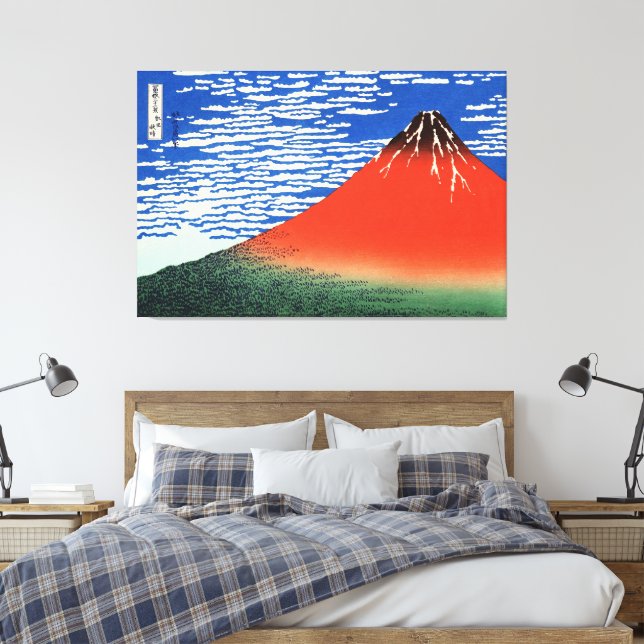 Impressão Em Tela Red Fuji Hokusai Ukiyo-e Arte Japonesa (Insitu(Quarto))